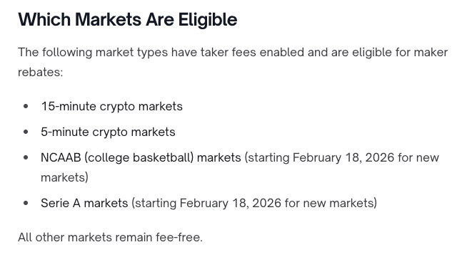Polymarket documentation on new maker rebates.