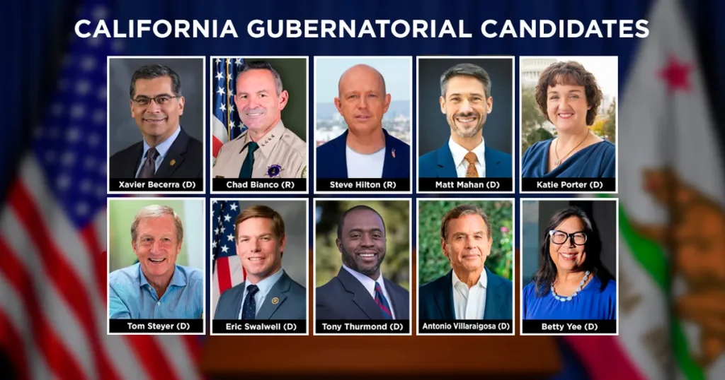 All of the current candidates from the Democratic Party and Republican Party for California Governor 20226.