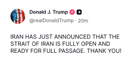 DJT Truth Social Hormuz