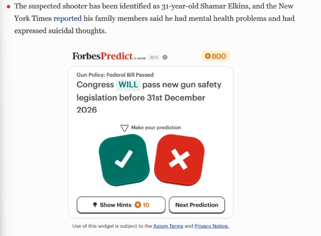ForbesPredict on Deadly Shooting