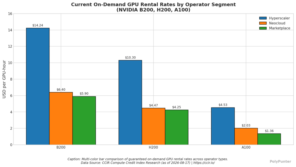 Current On-Demand GPU Rental Rates by Operator Segment.