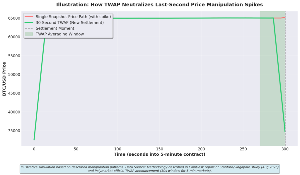 Illustration: How TWAP Neutralizes Last-Second Price Manipulation Spikes