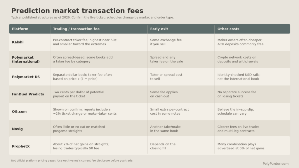 Prediction market transaction fees